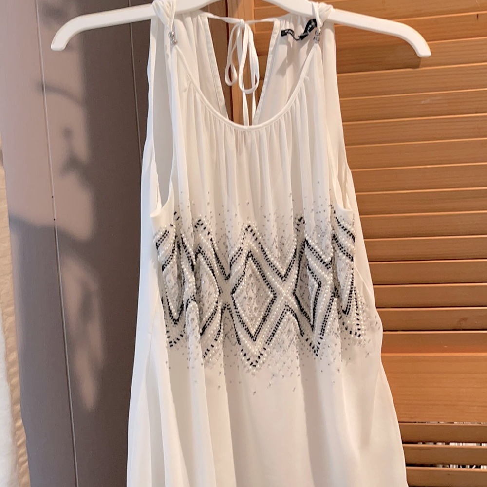 White House Black Market sleeveless beaded top